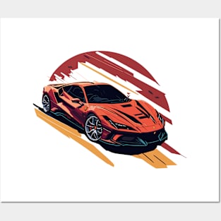 Ferrari F8 Tributo Vintage Car Posters and Art